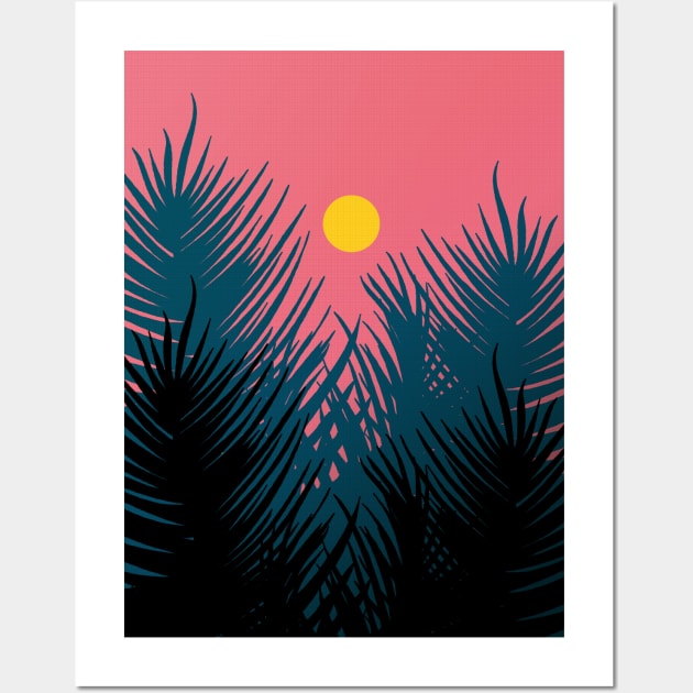 Morning Palm Trees Wall Art by Swadeillustrations